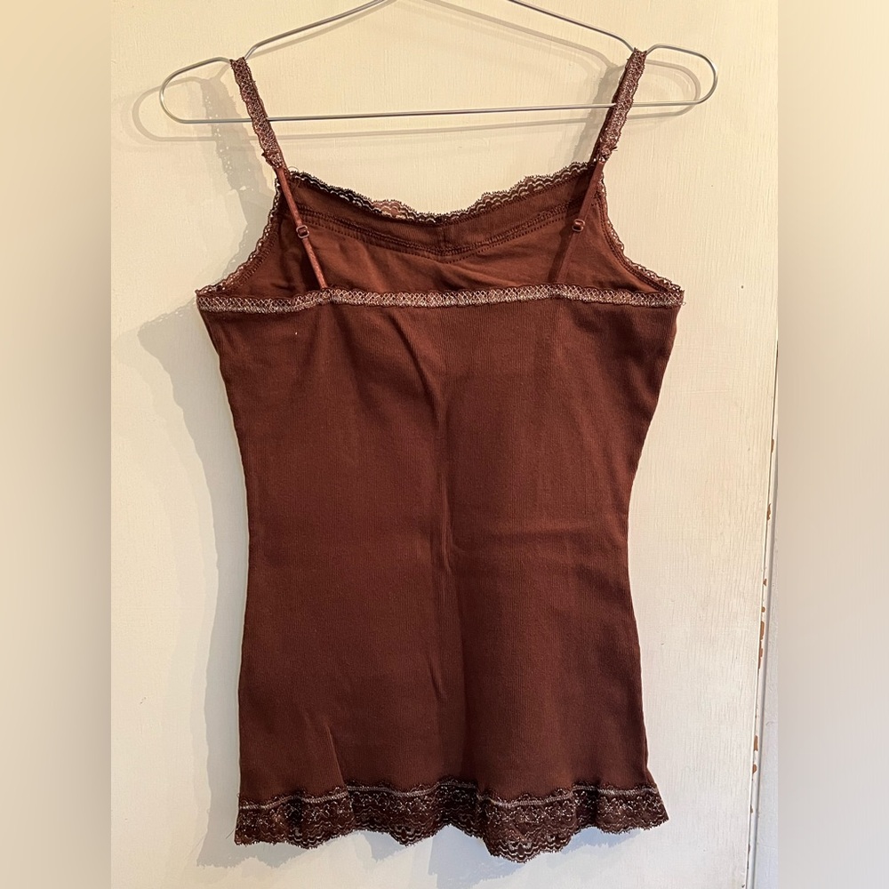 Brown Lace Trim Cami - Picture 2 of 4